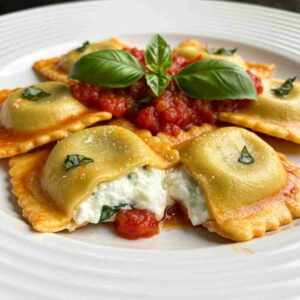 Mozzarella Stuffed Ricotta Ravioli